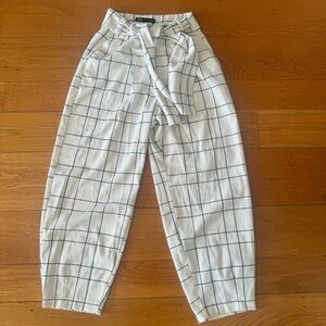 Zara Tie Front Plaid Trousers